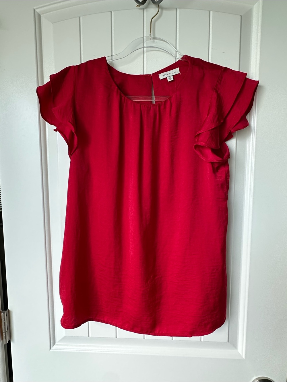 Alex & Lili Bright Red Ruffle Sleeve Blouse